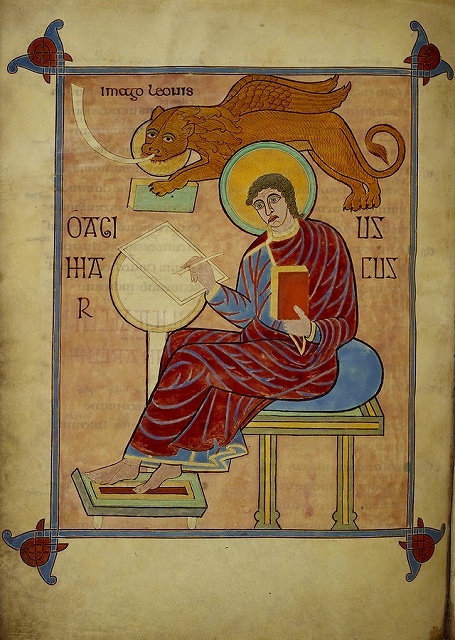 St. Mark - Lindisfarne Gospels (710-721), f.93v - BL Cotton MS Nero D IV.jpg